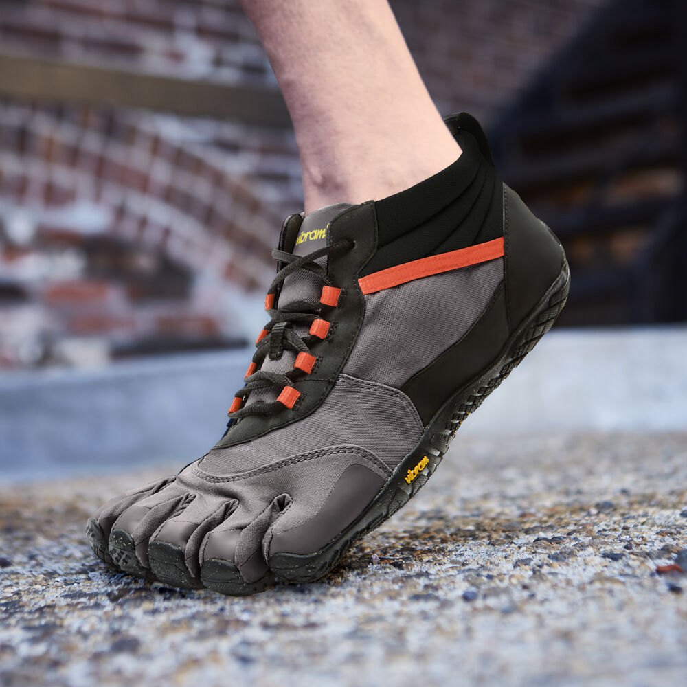 Vibram Five Fingers Mens Trail Shoes - Black/Grey/Red - V-Trek Insulated - 93764-EOLQ